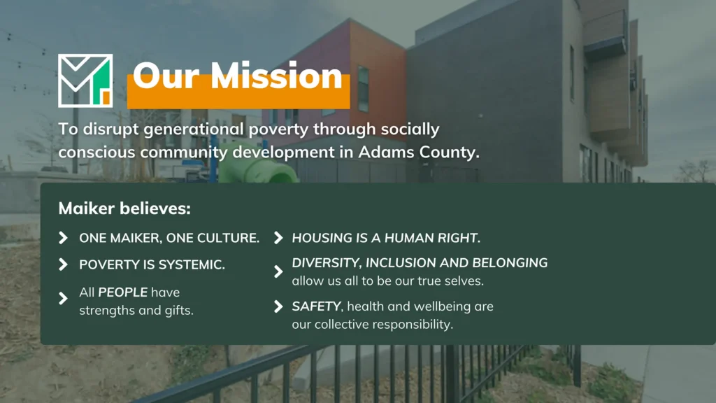 Our Mission is to disrupt generational poverty through socially conscious community development in Adams County with property in the background
